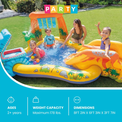 🔥Summer Promotion - 50% Discount for Limited Time - Rainbow Edition Children's Play Inflatable Slide Pool Includes Slide Rings, Throwing Games and Ball Troughs🌊