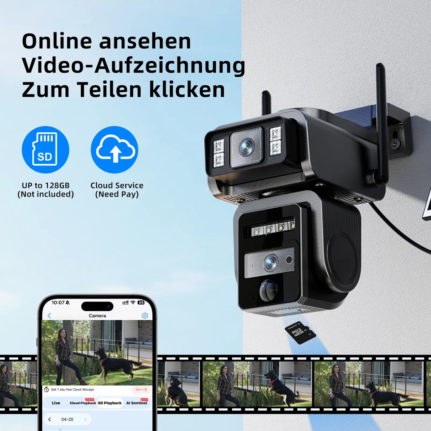 ⏰Up to 60% OFF, last six hours! - New solar-powered portable WiFi smart 1080p surveillance camera with two-way audio