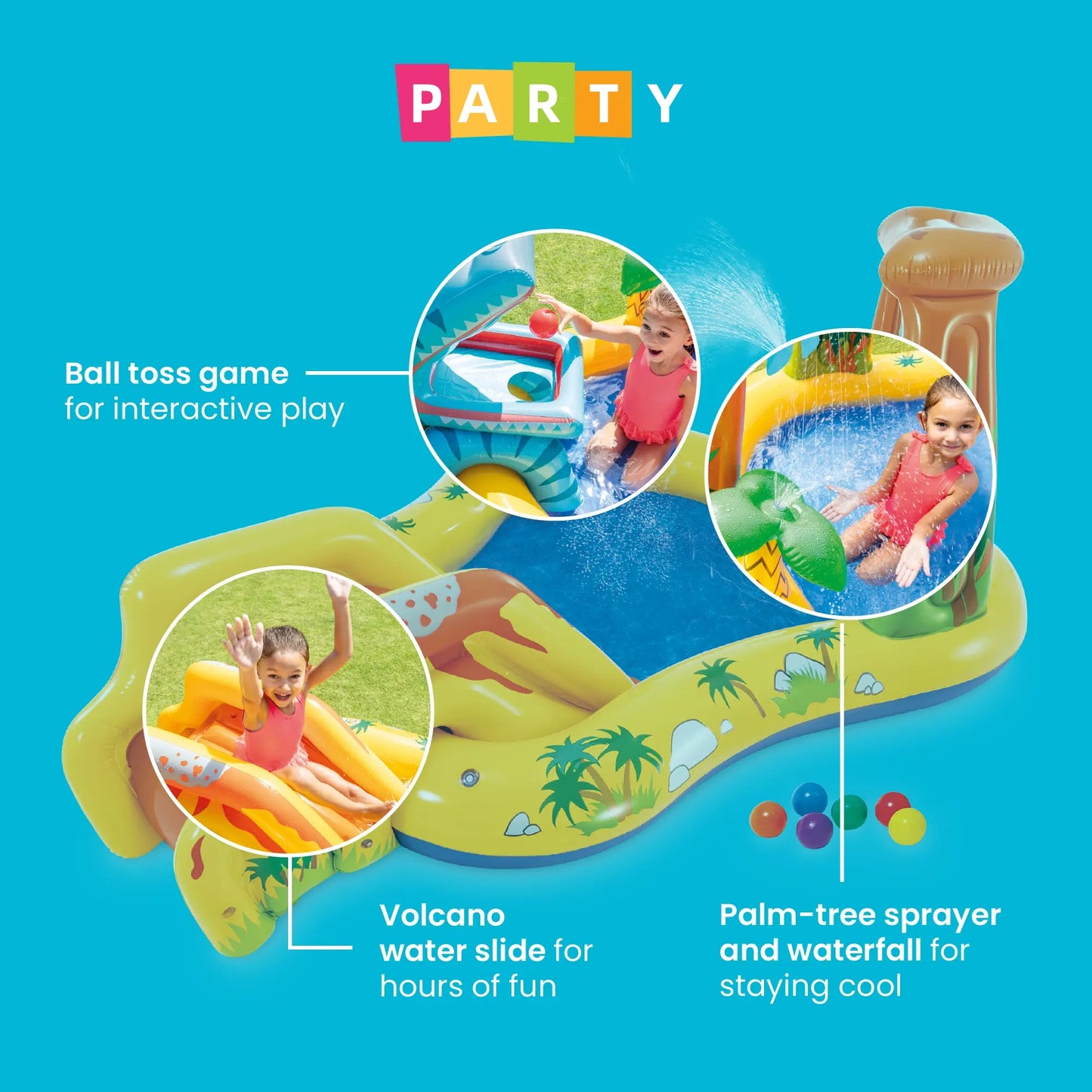 🔥Summer Promotion - 50% Discount for Limited Time - Rainbow Edition Children's Play Inflatable Slide Pool Includes Slide Rings, Throwing Games and Ball Troughs🌊
