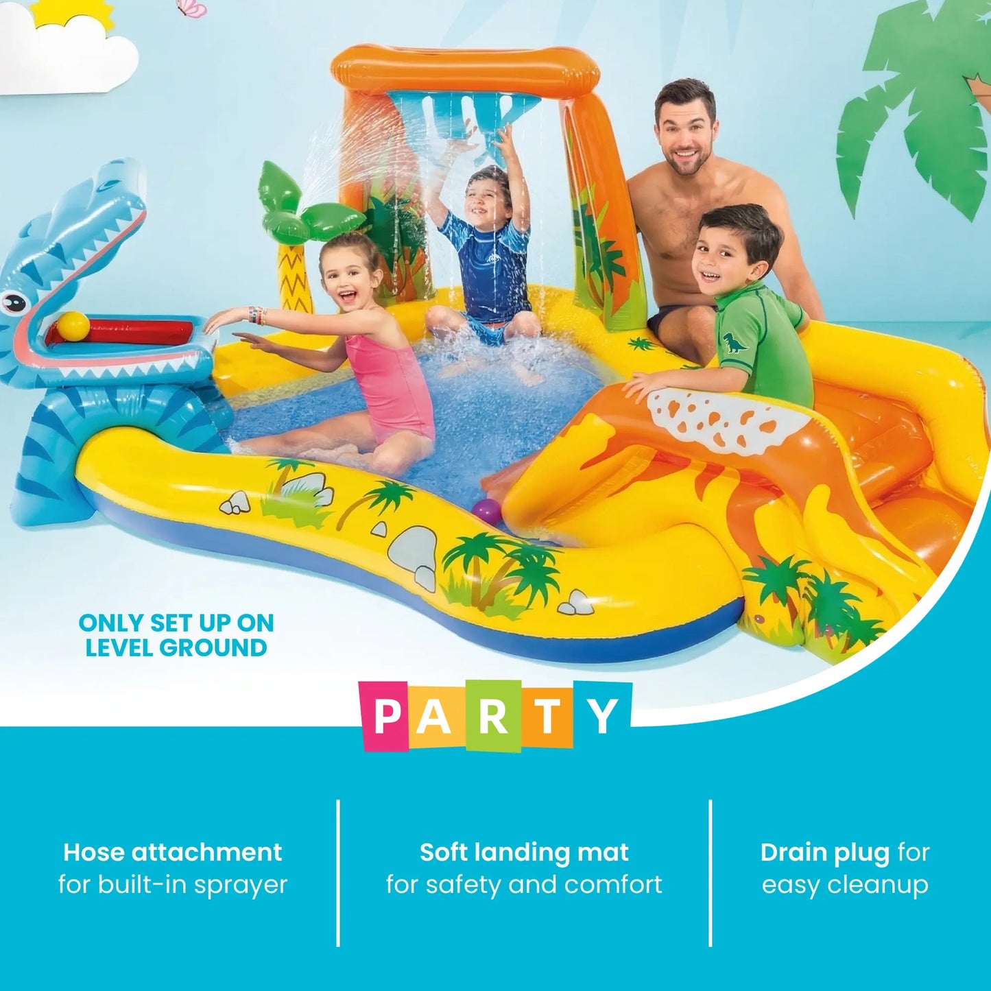 🔥Summer Promotion - 50% Discount for Limited Time - Rainbow Edition Children's Play Inflatable Slide Pool Includes Slide Rings, Throwing Games and Ball Troughs🌊