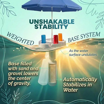 🌊Summer Sale – 50% Off⏰️ - Floating Pool Umbrella with Bar and Base, Portable Pool Bar Table Umbrellas with Cup Holder & Phone Stand, Floating Poolside Shade