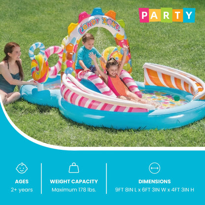 🔥Summer Promotion - 50% Discount for Limited Time - Rainbow Edition Children's Play Inflatable Slide Pool Includes Slide Rings, Throwing Games and Ball Troughs🌊