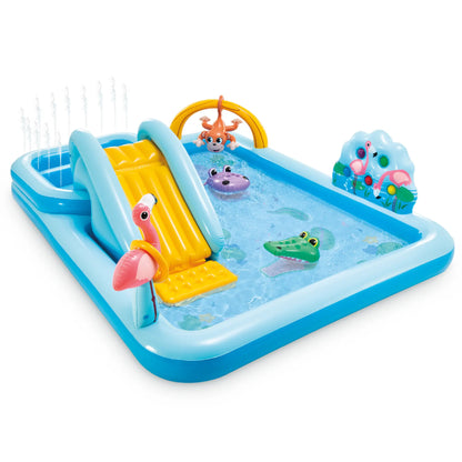 🔥Summer Promotion - 50% Discount for Limited Time - Rainbow Edition Children's Play Inflatable Slide Pool Includes Slide Rings, Throwing Games and Ball Troughs🌊