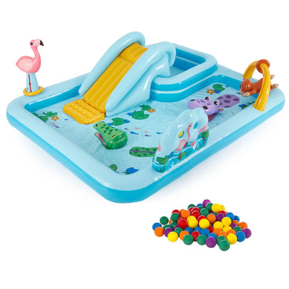 🔥Summer Promotion - 50% Discount for Limited Time - Rainbow Edition Children's Play Inflatable Slide Pool Includes Slide Rings, Throwing Games and Ball Troughs🌊