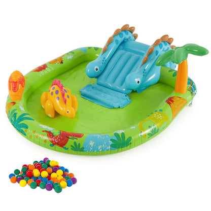 🔥Summer Promotion - 50% Discount for Limited Time - Rainbow Edition Children's Play Inflatable Slide Pool Includes Slide Rings, Throwing Games and Ball Troughs🌊