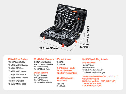 Professional 308-Piece Tool Set – SAE/Metric, CRV Steel, Portable Case